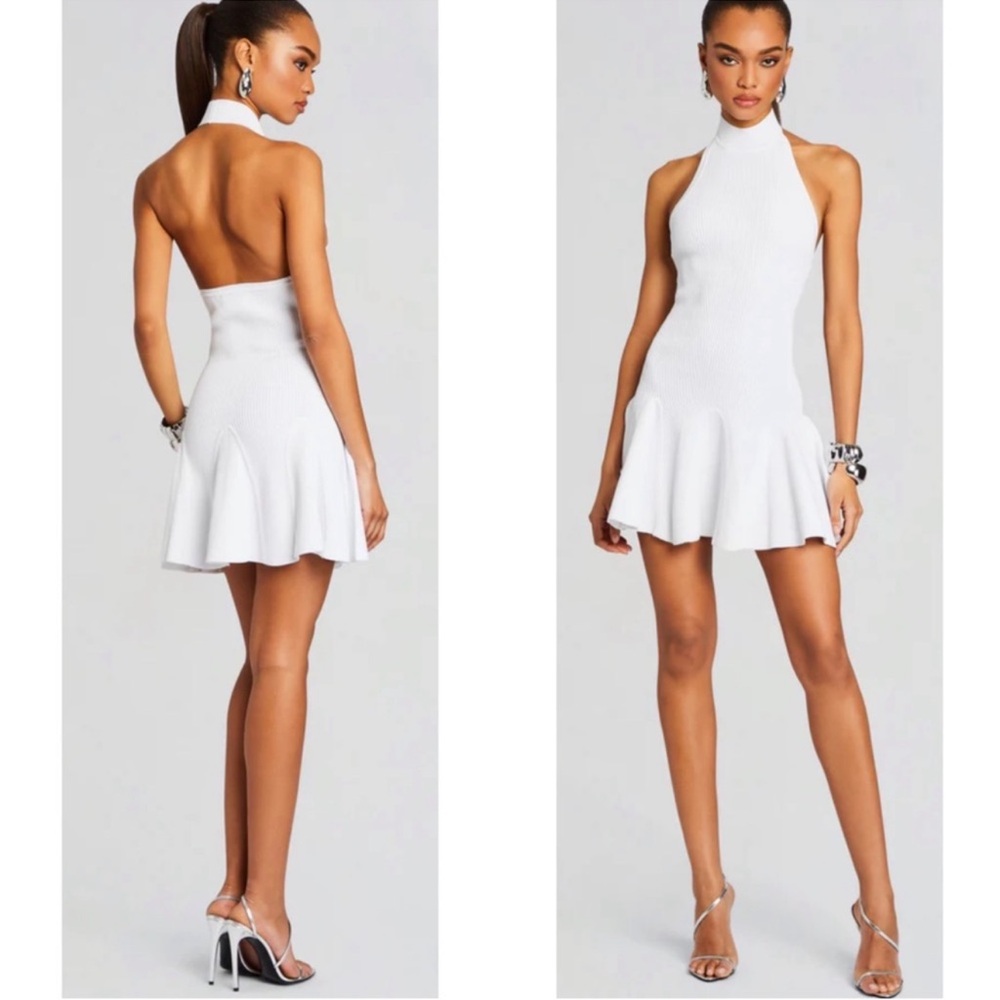 NWT Retrofete Quinn White Metallic Halterneck Dress